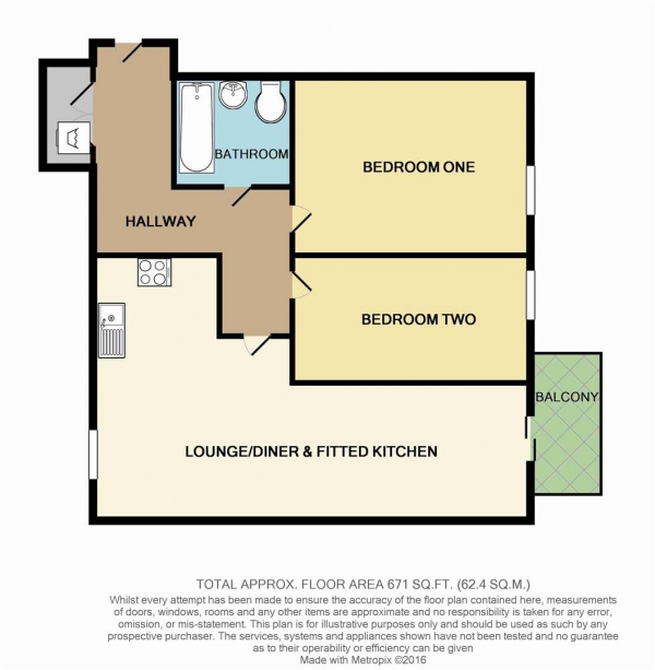 Floor Plan Image for 2 Bedroom Apartment to Rent in Verna House, E20