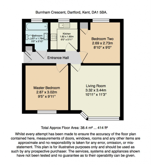 Floor Plan Image for 2 Bedroom Maisonette for Sale in Burnham Crescent, Dartford