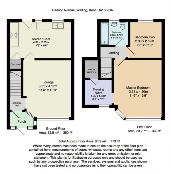 Floor Plan Image for 2 Bedroom Terraced House for Sale in Radnor Avenue, Welling