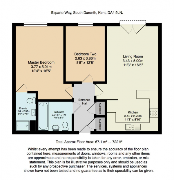 Floor Plan Image for 2 Bedroom Flat for Sale in Esparto Way, South Darenth, Dartford
