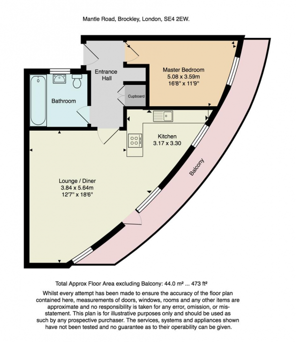 Floor Plan Image for 1 Bedroom Flat for Sale in Mantle Road, London