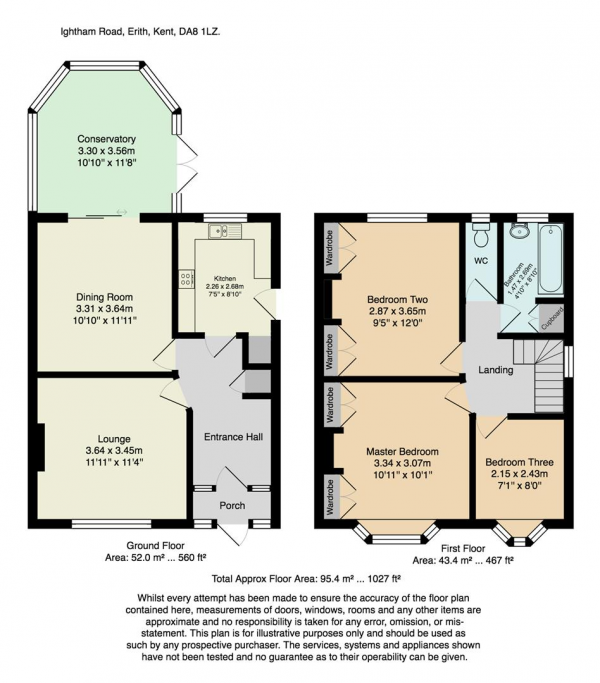 Floor Plan Image for 3 Bedroom Semi-Detached House for Sale in Ightham Road, Erith/Bexleyheath Borders