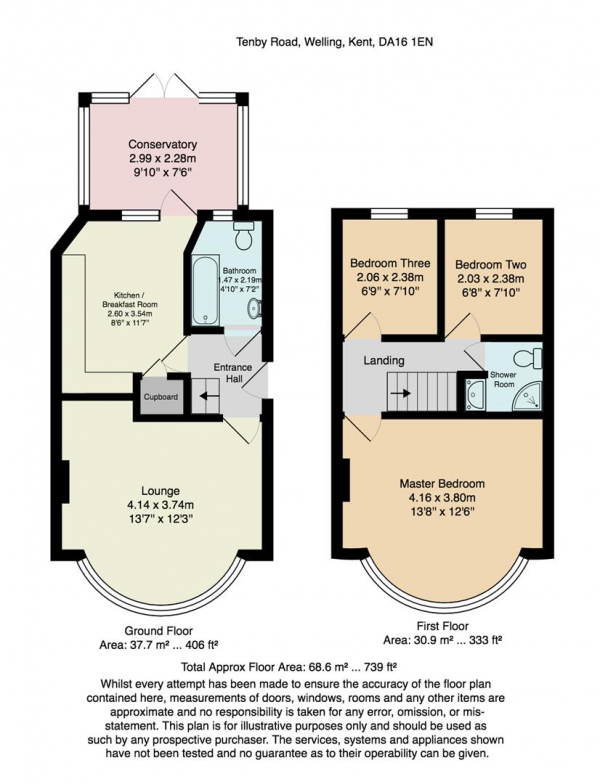 Floor Plan for 3 Bedroom Semi-Detached House for Sale in Tenby Road, Welling, DA16, 1EN - Guide Price &pound335,000