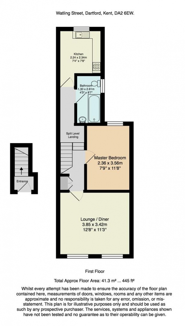 Floor Plan Image for 1 Bedroom Flat for Sale in Watling Street, Dartford