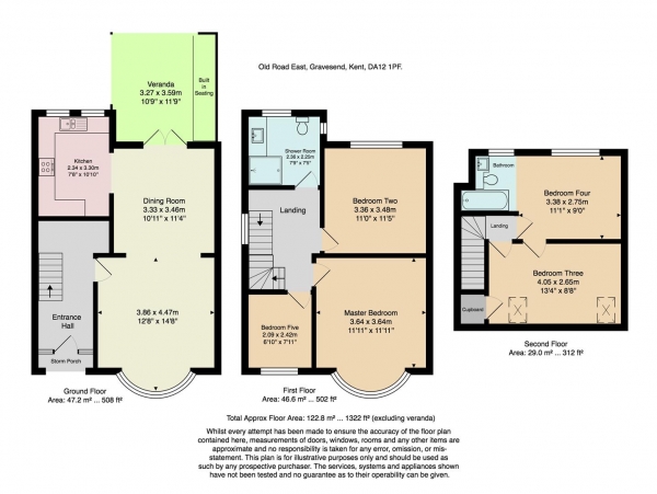 Floor Plan for 5 Bedroom Semi-Detached House for Sale in Old Road East, Gravesend, DA12, 1PF - Guide Price &pound400,000