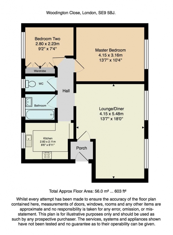 Floor Plan Image for 2 Bedroom Flat for Sale in Woodington Close, London