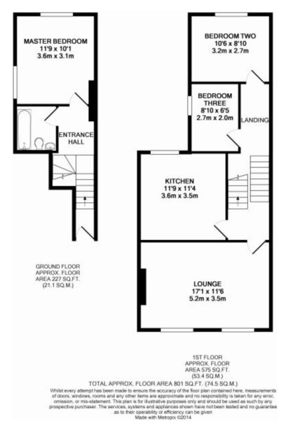 Floor Plan Image for 3 Bedroom Flat for Sale in Ilderton Road, London