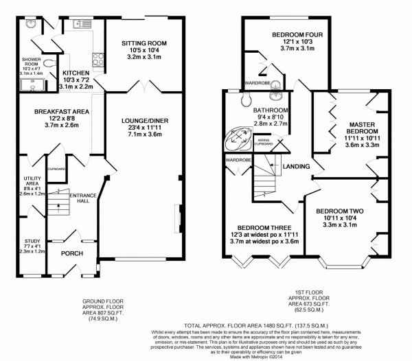 Floor Plan for 4 Bedroom Semi-Detached House for Sale in Bostall Park Avenue, Bexleyheath, DA7, 5JS - Guide Price &pound395,000