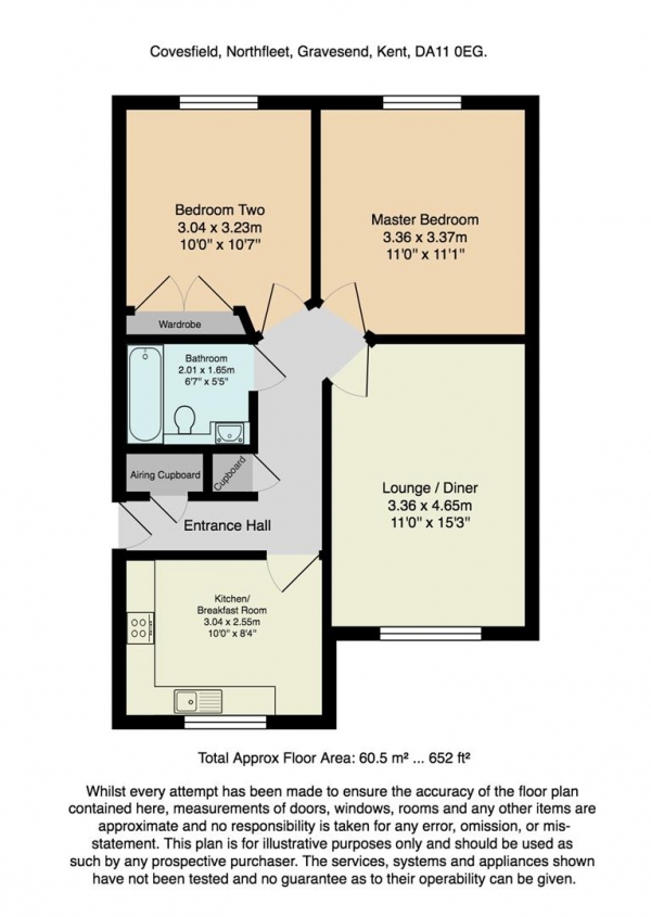 Floor Plan Image for 2 Bedroom Flat for Sale in Covesfield, Gravesend