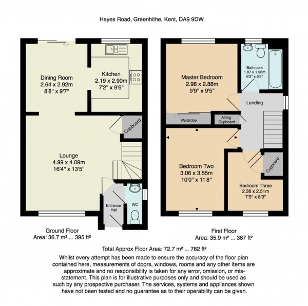 Floor Plan Image for 3 Bedroom End of Terrace House for Sale in Hayes Road, Greenhithe