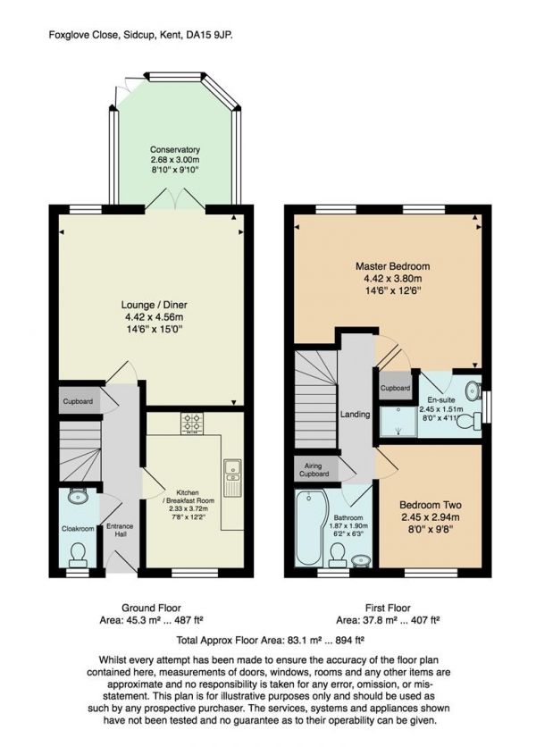 Floor Plan Image for 2 Bedroom End of Terrace House for Sale in Foxglove Close, Sidcup