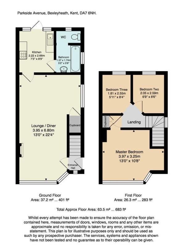 Floor Plan Image for 3 Bedroom End of Terrace House for Sale in Parkside Avenue, Bexleyheath