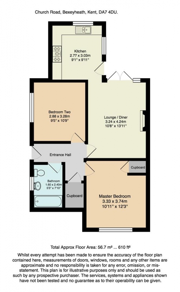 Floor Plan for 2 Bedroom Maisonette for Sale in Church Road, Bexleyheath, DA7, 4DU - Guide Price &pound280,000