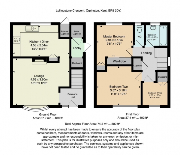 Floor Plan Image for 3 Bedroom End of Terrace House for Sale in Lullingstone Crescent, Orpington