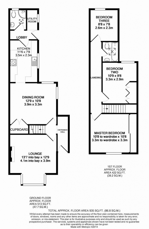 Floor Plan for 3 Bedroom Semi-Detached House for Sale in Belvedere Road, Bexleyheath, DA7, 4NZ - Guide Price &pound380,000