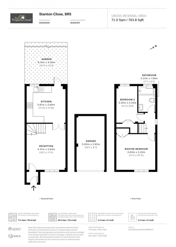 Floor Plan Image for 2 Bedroom End of Terrace House to Rent in Stanton Close, Orpington