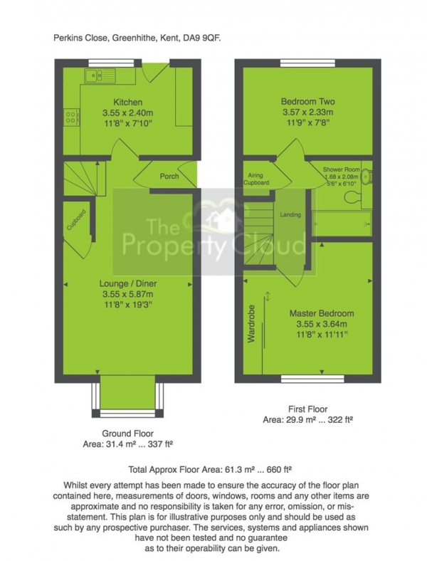 Floor Plan Image for 2 Bedroom Semi-Detached House for Sale in Perkins Close, Greenhithe, Kent