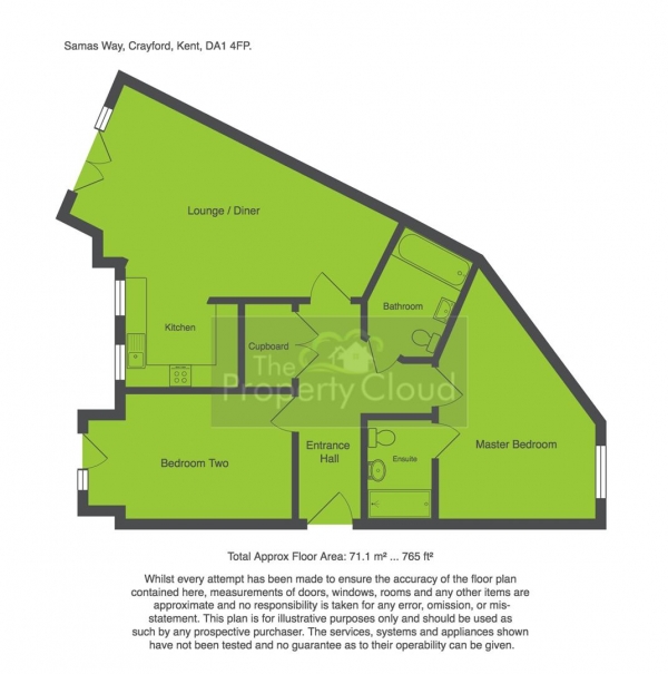 Floor Plan Image for 2 Bedroom Flat for Sale in Samas Way, Crayford, Dartford