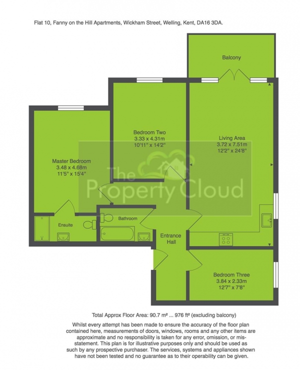 Floor Plan Image for 3 Bedroom Flat to Rent in Wickham Street, Welling