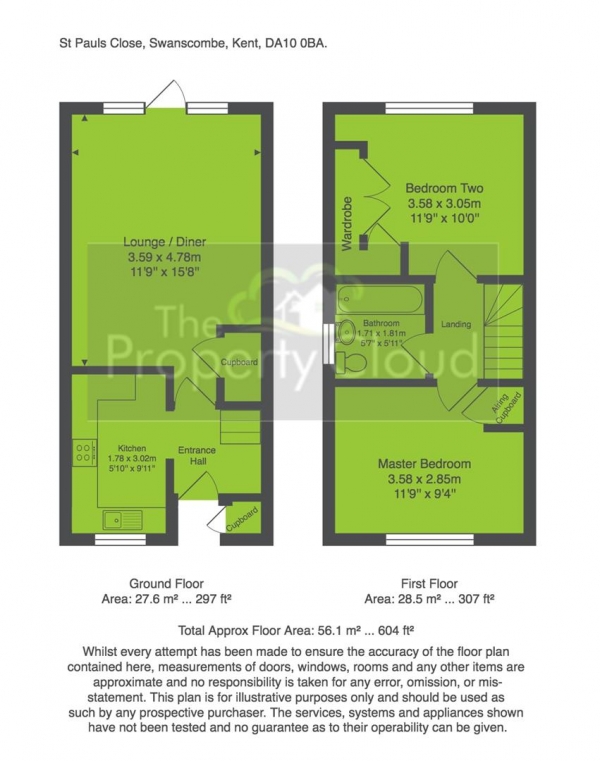 Floor Plan for 2 Bedroom Semi-Detached House for Sale in St. Pauls Close, Swanscombe, DA10, 0BA - Guide Price &pound260,000