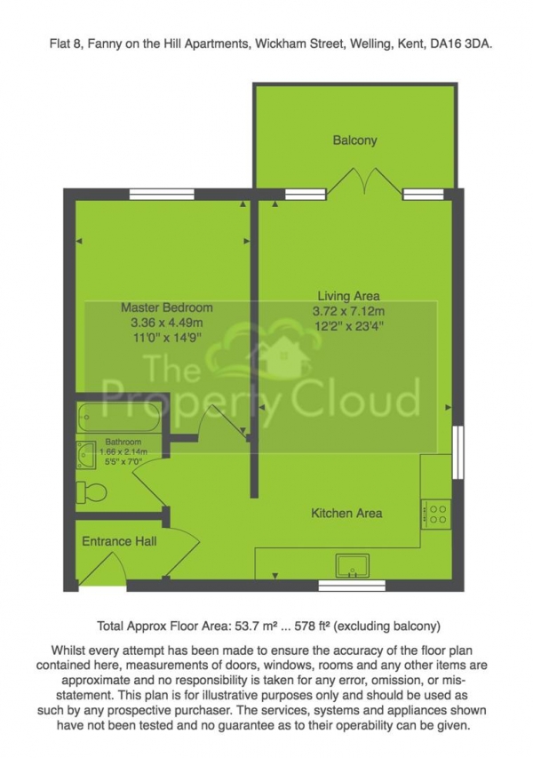 Floor Plan for 1 Bedroom Flat to Rent in Wickham Street, Welling, DA16, 3DA - £265 pw | £1150 pcm