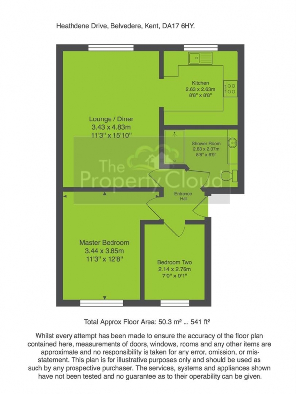 Floor Plan for 2 Bedroom Flat to Rent in Heathdene Drive, Belvedere, DA17, 6HY - £208 pw | £900 pcm