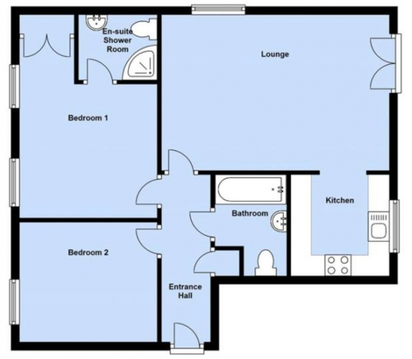 Floor Plan for 2 Bedroom Flat to Rent in Sandpiper Close, Greenhithe, DA9, 9RX - £208 pw | £900 pcm