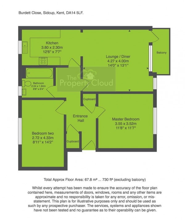 Floor Plan Image for 2 Bedroom Flat for Sale in Burdett Close, Sidcup