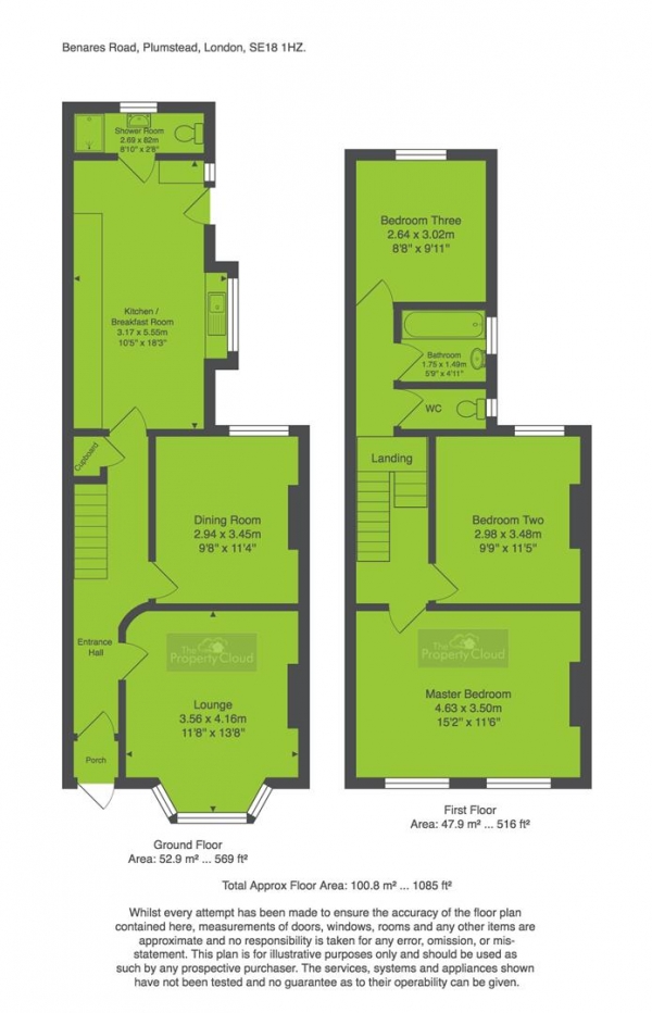 Floor Plan Image for 3 Bedroom Property for Sale in Benares Road, London