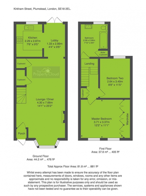 Floor Plan Image for 2 Bedroom Property for Sale in Kirkham Street, London