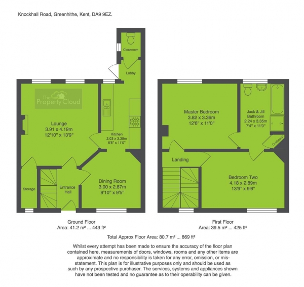 Floor Plan for 2 Bedroom Property for Sale in Knockhall Road, Greenhithe, DA9, 9EZ - Guide Price &pound270,000