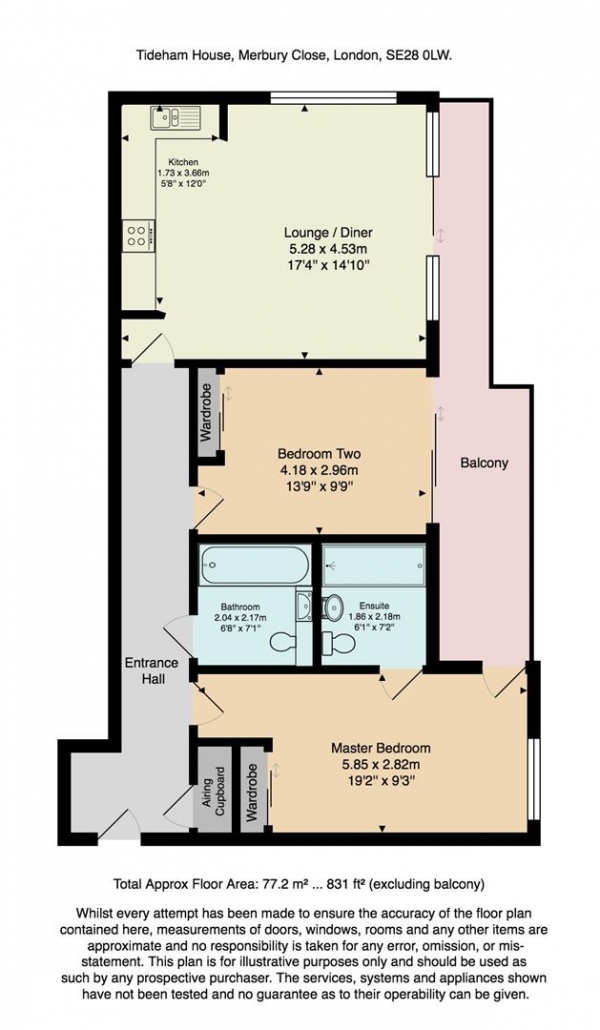 Floor Plan Image for 2 Bedroom Penthouse for Sale in Merbury Close, London