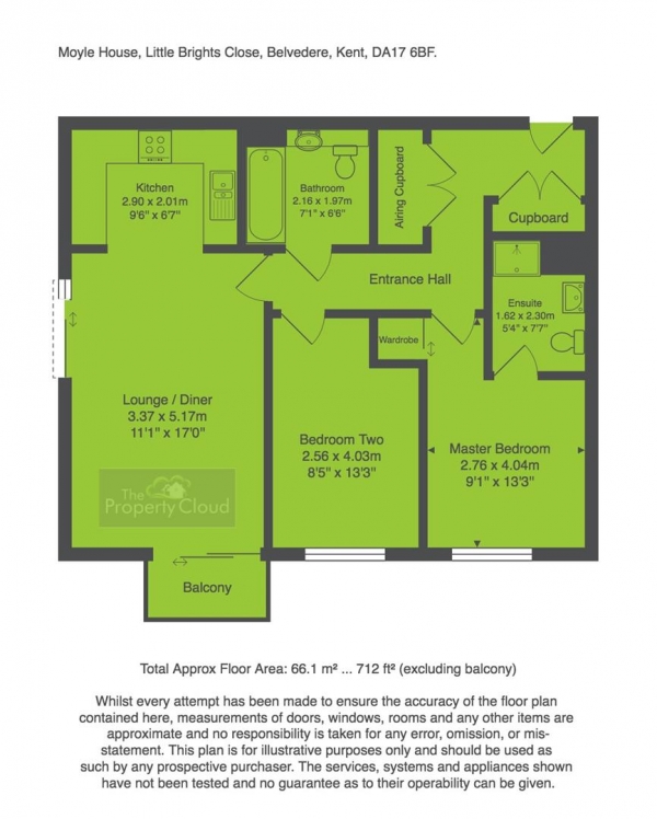 Floor Plan Image for 2 Bedroom Flat to Rent in Little Brights Road, Belvedere