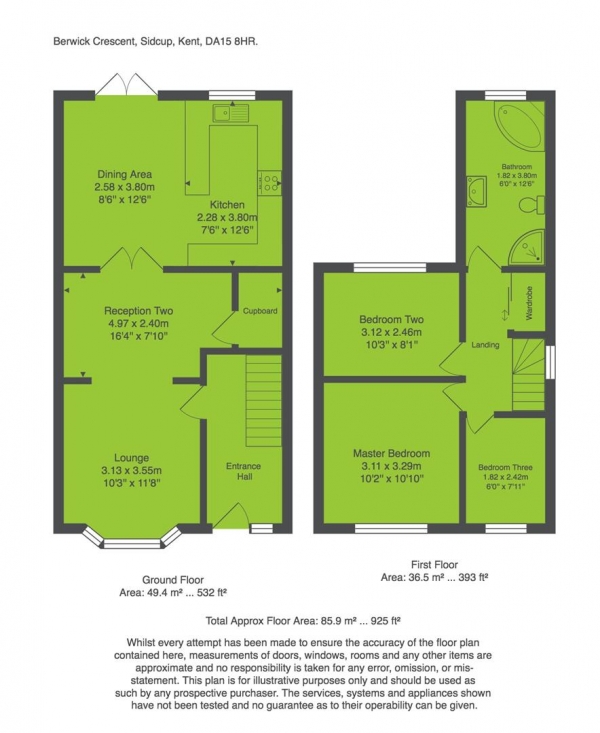 Floor Plan Image for 3 Bedroom Property for Sale in Berwick Crescent, Sidcup