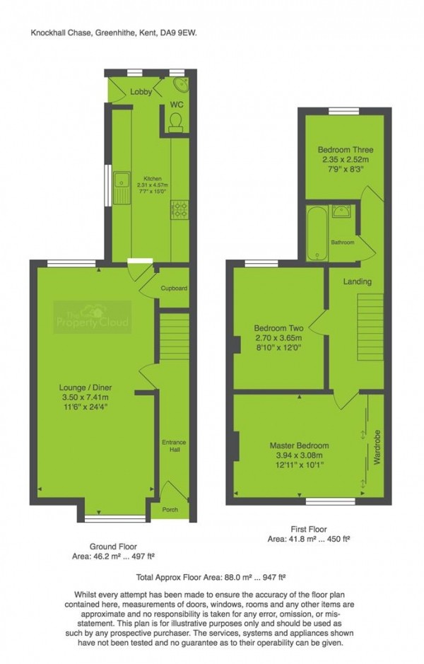 Floor Plan for 3 Bedroom Property for Sale in Knockhall Chase, Greenhithe, DA9, 9EW - Guide Price &pound280,000