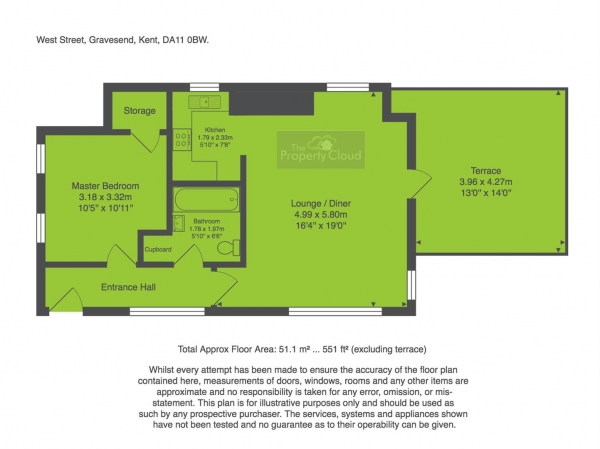 Floor Plan Image for 1 Bedroom Flat to Rent in West Street, Gravesend