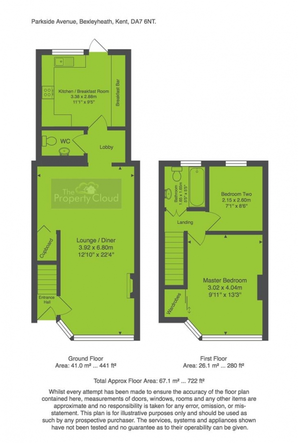 Floor Plan Image for 2 Bedroom Terraced House for Sale in Parkside Avenue, Bexleyheath