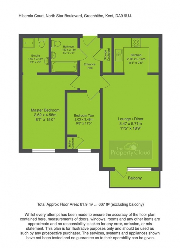 Floor Plan Image for 2 Bedroom Flat to Rent in North Star Boulevard, Greenhithe