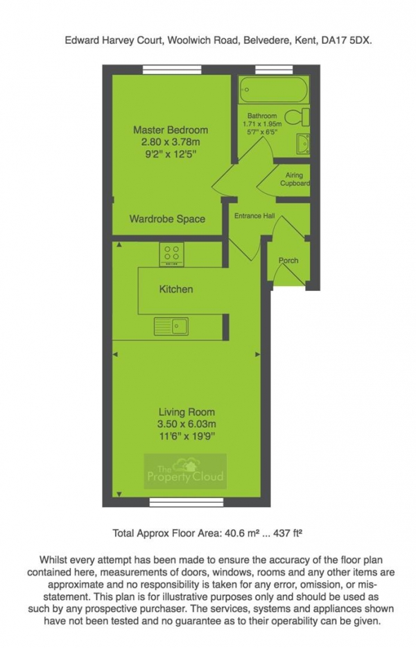 Floor Plan Image for 1 Bedroom Flat for Sale in Woolwich Road, Belvedere