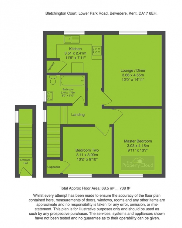 Floor Plan for 2 Bedroom Property for Sale in Lower Park Road, Belvedere, DA17, 6EH - Guide Price &pound240,000