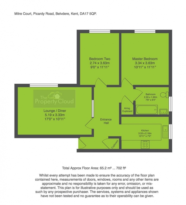 Floor Plan Image for 2 Bedroom Flat to Rent in Picardy Road, Belvedere