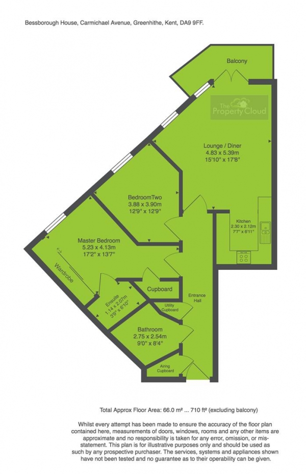 Floor Plan Image for 2 Bedroom Flat for Sale in Carmichael Avenue, Greenhithe