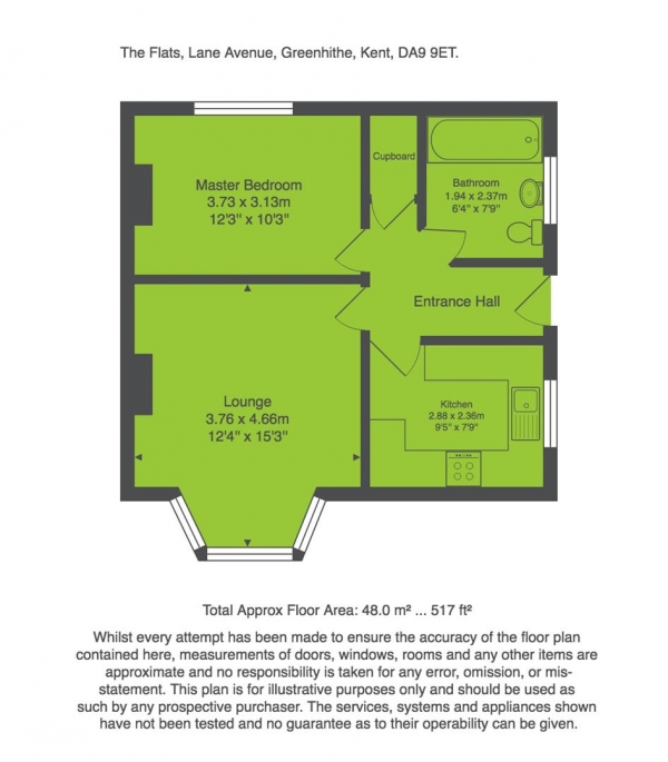 Floor Plan for 1 Bedroom Maisonette for Sale in Lane Avenue, Greenhithe, DA9, 9ET - Offers in Excess of &pound180,000