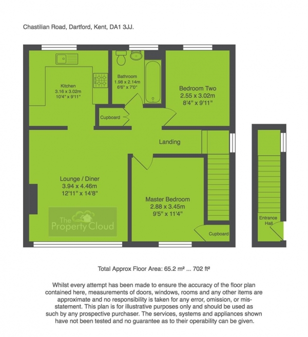 Floor Plan Image for 2 Bedroom Flat to Rent in Chastilian Road, Dartford