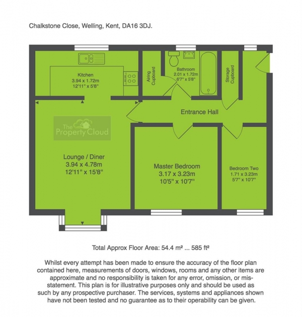 Floor Plan Image for 2 Bedroom Flat for Sale in Chalkstone Close, Welling