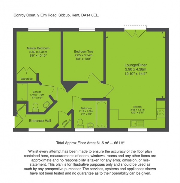 Floor Plan Image for 2 Bedroom Flat for Sale in Elm Road, Sidcup