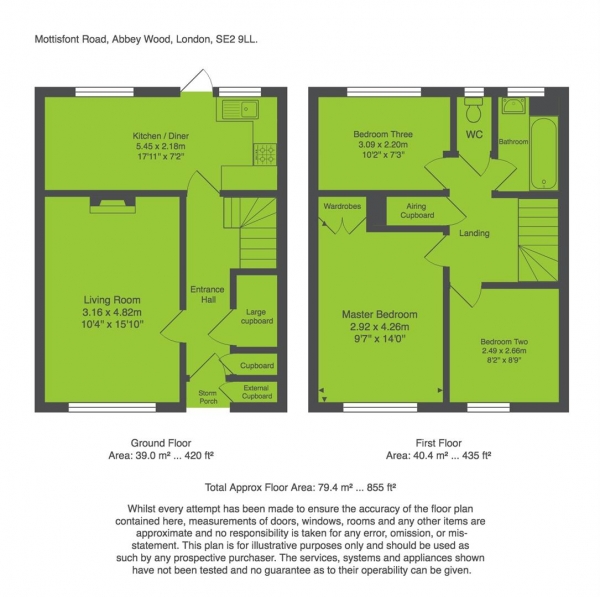 Floor Plan Image for 3 Bedroom Property for Sale in Mottisfont Road, London