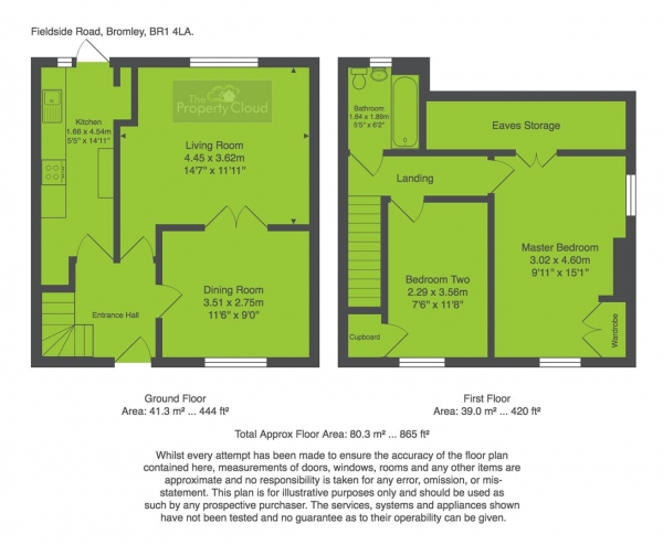 Floor Plan Image for 2 Bedroom End of Terrace House for Sale in Fieldside Road, Bromley