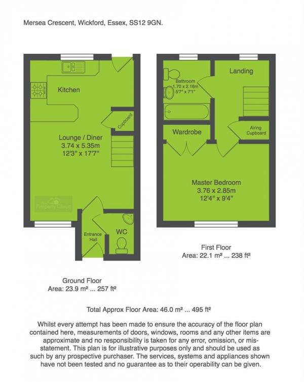 Floor Plan Image for 1 Bedroom Property to Rent in Mersea Crescent, Wickford