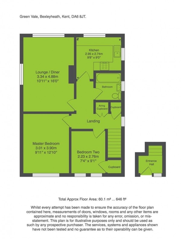 Floor Plan Image for 2 Bedroom Maisonette for Sale in Green Vale, Bexleyheath